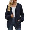 Damen Herbst Einfarbige Lockere Langarmtaschen Kapuzenjacke