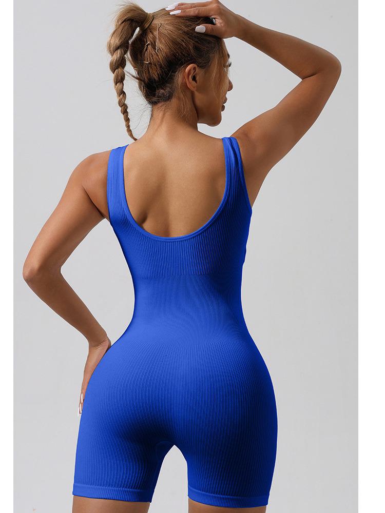 Seamless Ribbed One-Piece Sportswear: Elastic Fitness and Yoga Bodysuit