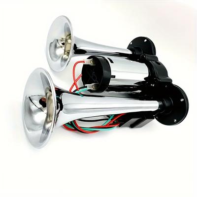 12V Car Truck Horn, Train Air Horn Loud Universal Electric Dual Horn Air Horn Kit for Any 12V Car, Truck, Train, Truck, Boat, Van