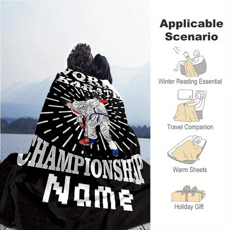 Taekwondo Competition Customize Your Name Blanket Warm Comfortable Soft Blanket For Chair Office Sofa Bed Sofa Office Camping Suitable For Gifting