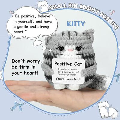 New Crochet Cat Doll Ornament Home Room Decoration Handmade Knitted Positive Energy Cat Doll With Card Christmas Party Gifts