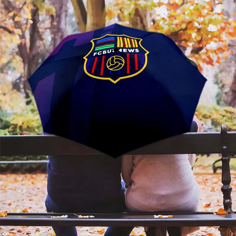 FC Barcelona  Pattern, Automatic Folding Umbrella, Portable and Foldable Design, 8 Ribs, a Christmas or Birthday Gift.