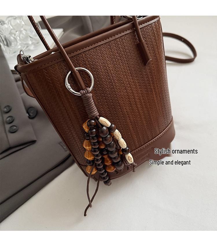Niche High-End Women's French Luxury Woven Shoulder and Crossbody Bucket Handbag