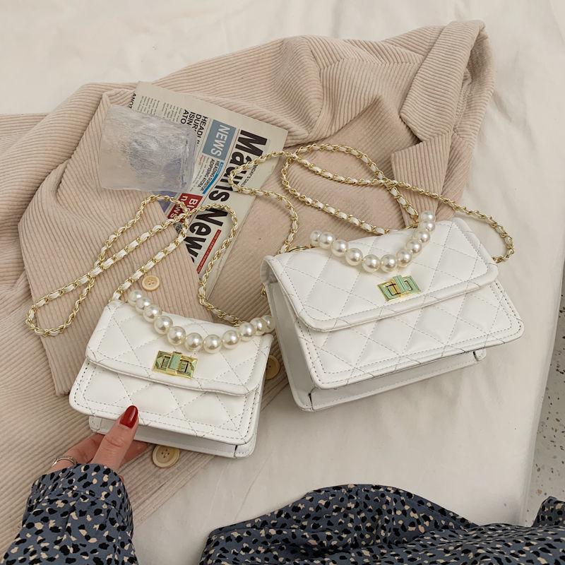 

Sense Pearl Diamond Pattern Women s Crossbody Bag - 2025 Trendy Minority Design Large (Width 20cm) белый