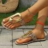 Fashion 2025 New Women Slippers Fashion Metal Decorate Slippers Outdoor Luxury Flat Sandals Beach Shoes Flip Flops Home Slides Women