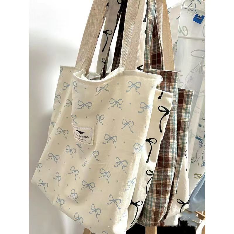 

New schoolgirl shoulder bag small fresh bow tote large capacity tote bag
