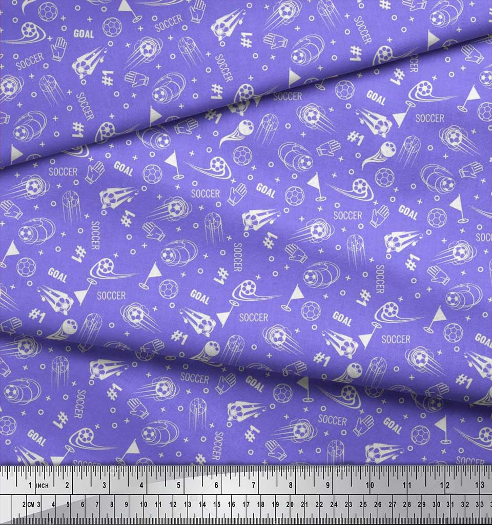 Soimoi Japan Crepe Satin Fabric Geometric Sign,Flag & Football Sports Fabric Prints By Metre 42 Inch