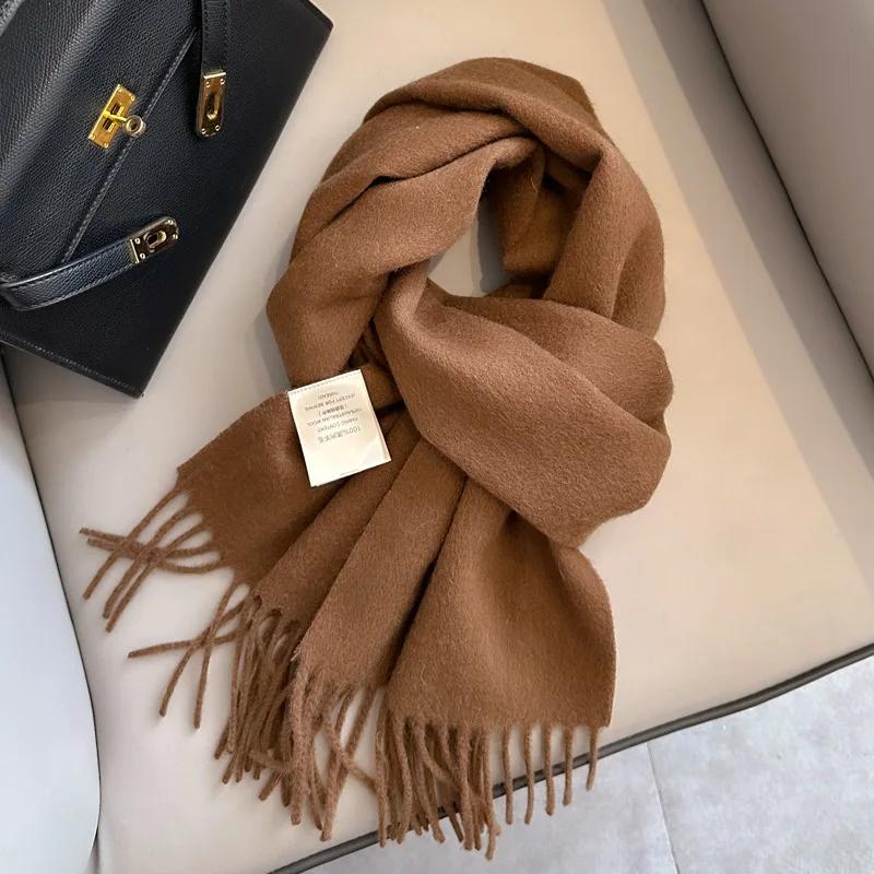 Winter Narrow Scarf 28 Color 100% Wool Scarf Hot Selling Solid Color Scarf Men's and Women's Universal Warm and Cold Proof Scarf