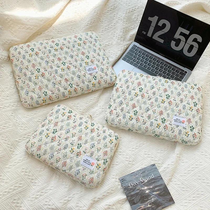 Flower Pattern Laptop Sleeve Case Bags for Macbook Air Pro 11 13 14Inch Cover for Ipad Pro 11 12.9 Laptop Bag Makeup Pouch
