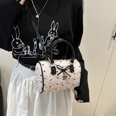 Trendy Korean Bow Pillow Bag Versatile PU Leather Bow Crossbody Bag Sweet Small Women's Handbags Ladies
