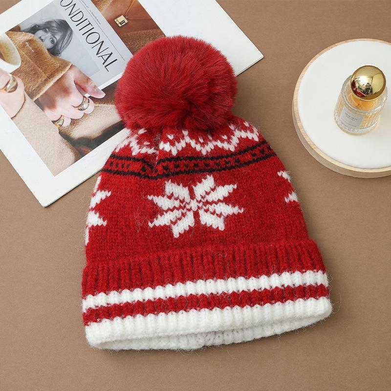 Autumn and Winter Hat Women's Big Head Circumference Knitted Wool Hat Rabbit Hair Plush Thermal Hat