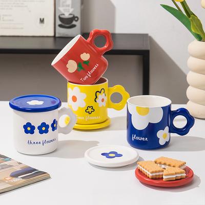 High Value Flower Coffee Cup Mug Ceramic Cup Creative Cartoon Home Office Girl Cute Water Cup