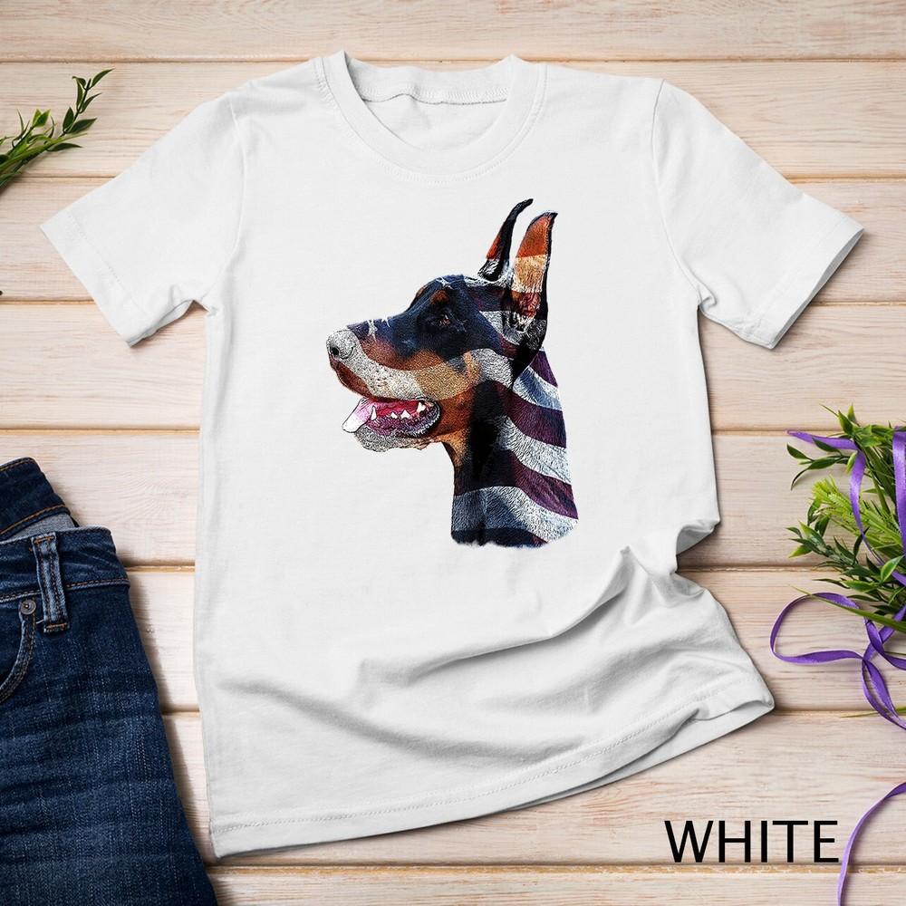 

Doberman Pinscher Gifts USA American Flag Doberman Unisex T-shirt XL