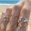 Gold Butterfly Love Heart Ring Set: 5-Piece Creative Fashion Cross-Border Collection