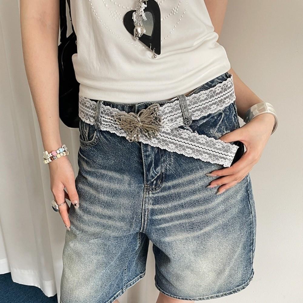 Korean Style Lace Waistband Elegant Dress Jeans Belt Unique Butterfly Waist Belt  Spicy Girls
