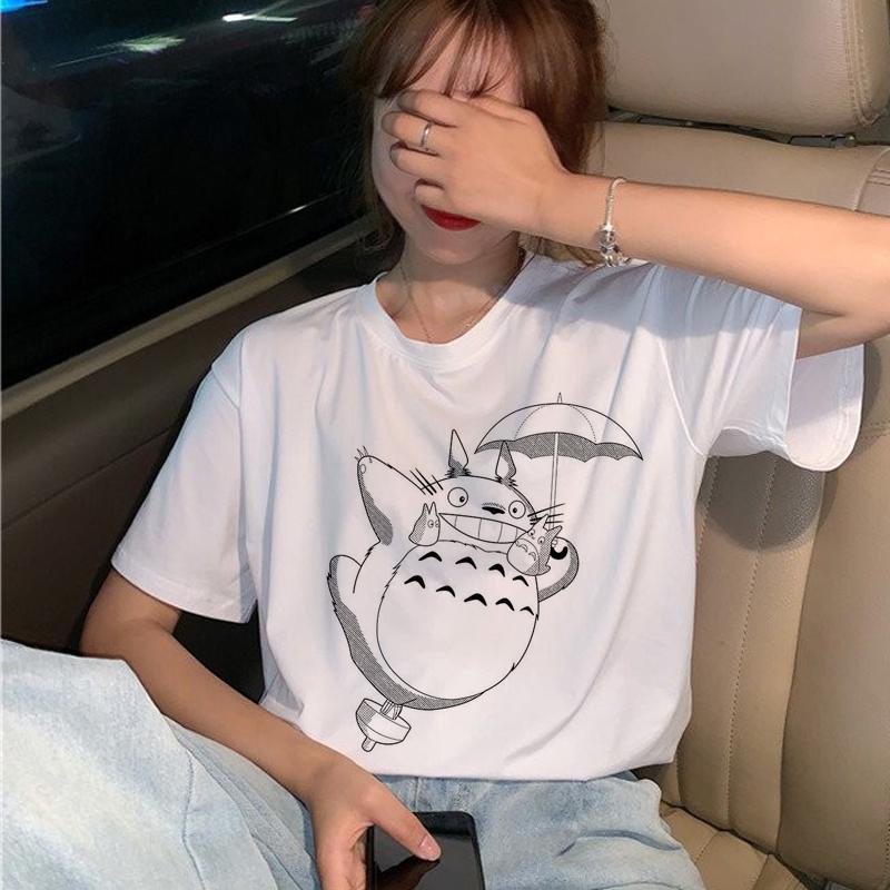 New Totoro T Shirt Women Studio Ghibli Kawaii 90S Graphic T-Shirt Harajuku Miyazaki Hayao Ullzang Tshirt Top Tees Female