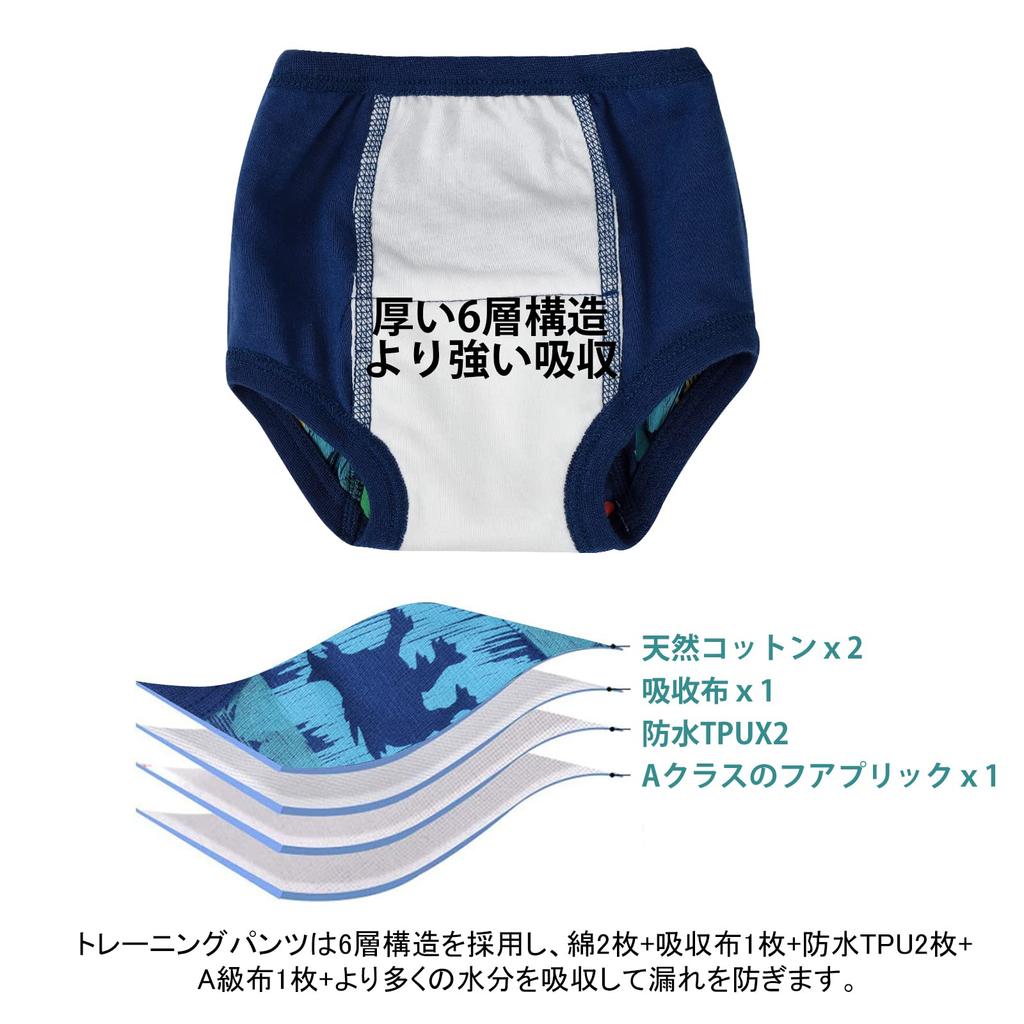 MooMoo Baby Cotton Training Highly Absorbent and Natural Toddler Toilet Training Baby for Girls and Pack of 4 Shark Skin 4 Pants, Breathable, 6-Layer