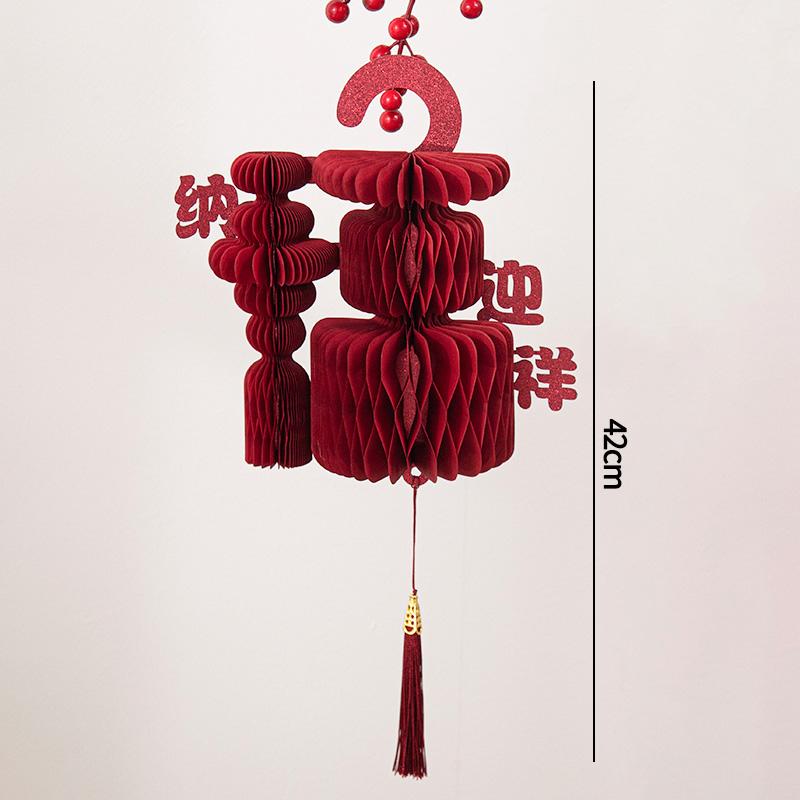 3D Chinese New Year Decorations 2026 Spring Festival Honeycomb Lucky Hanging Ornament Paper Lanterns Ornament with Bell Decor