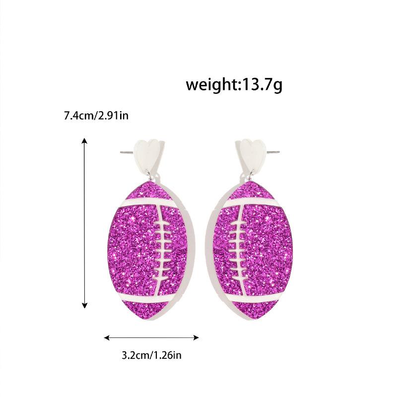 Sporty Style Double Layer Acrylic American Football Earrings for Women