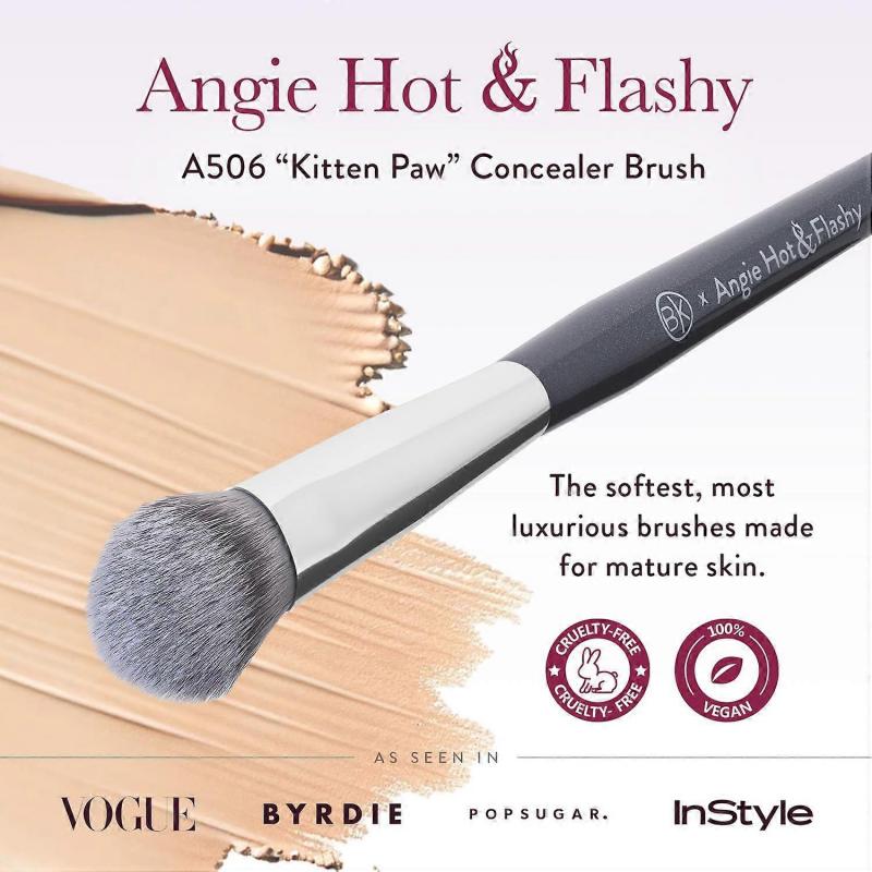 BK Beauty A506 Concealer Brush - Kitten Paw Shape for Under-Eye Concealing & Contouring, Flawless Coverage Makeup Brush for Liquid & Cream Foundation