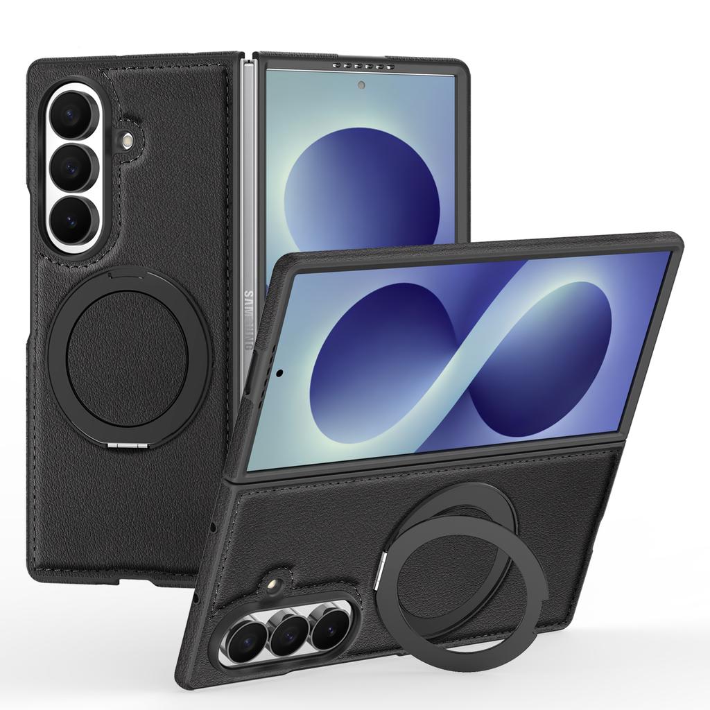 Luxury Business 360 Rotating Magnetic Stand Leather Case for Samsung Z Fold 8 Ultra 7 6 5 4 3 Shockproof for Magsafe Slim Cover
