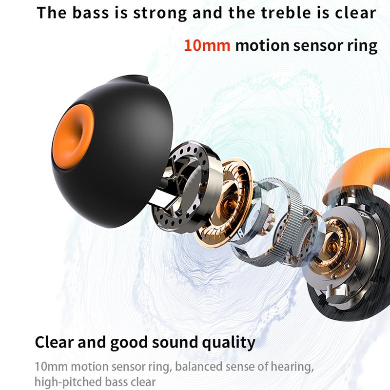 VAORLO Afișaj digital Căști fără fir-Clip pentru ureche Purtare fără durere Căști Căști stereo HiFi Reducerea zgomotului Căști Control tactil