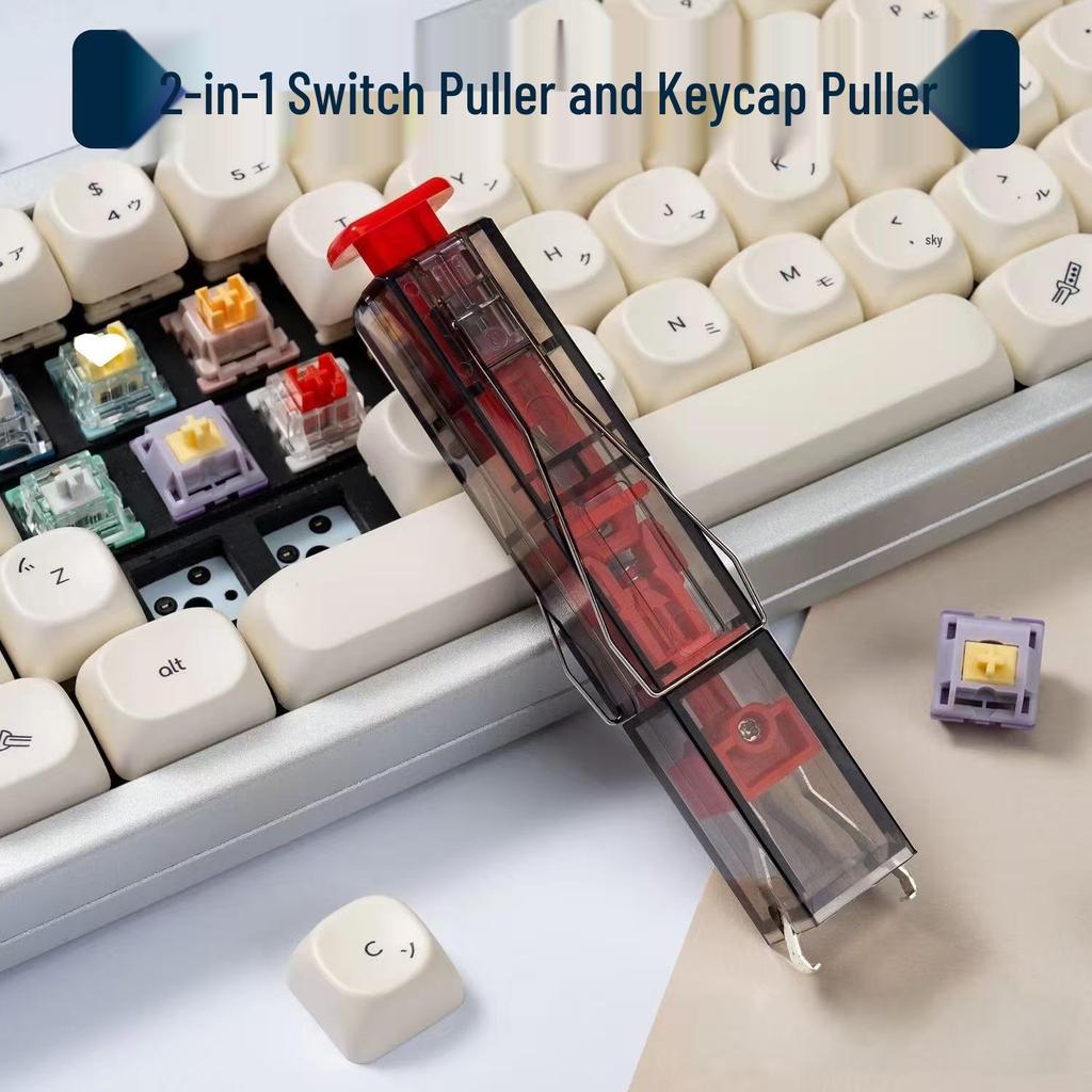 2-in-1 Keycap and Switch Puller for Hot-Swappable Mechanical Keyboards - Key Removal and Cleaning Tool