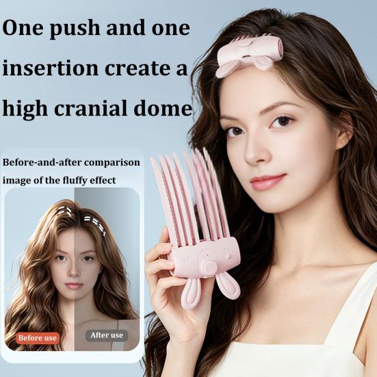 Easy Hair Styling Accessory 1/2Pcs Heated Volume Clip, Cordless Root Lifter Comb with 2 Fast Heating Volumizer Heat Settings, USB Rechargeable