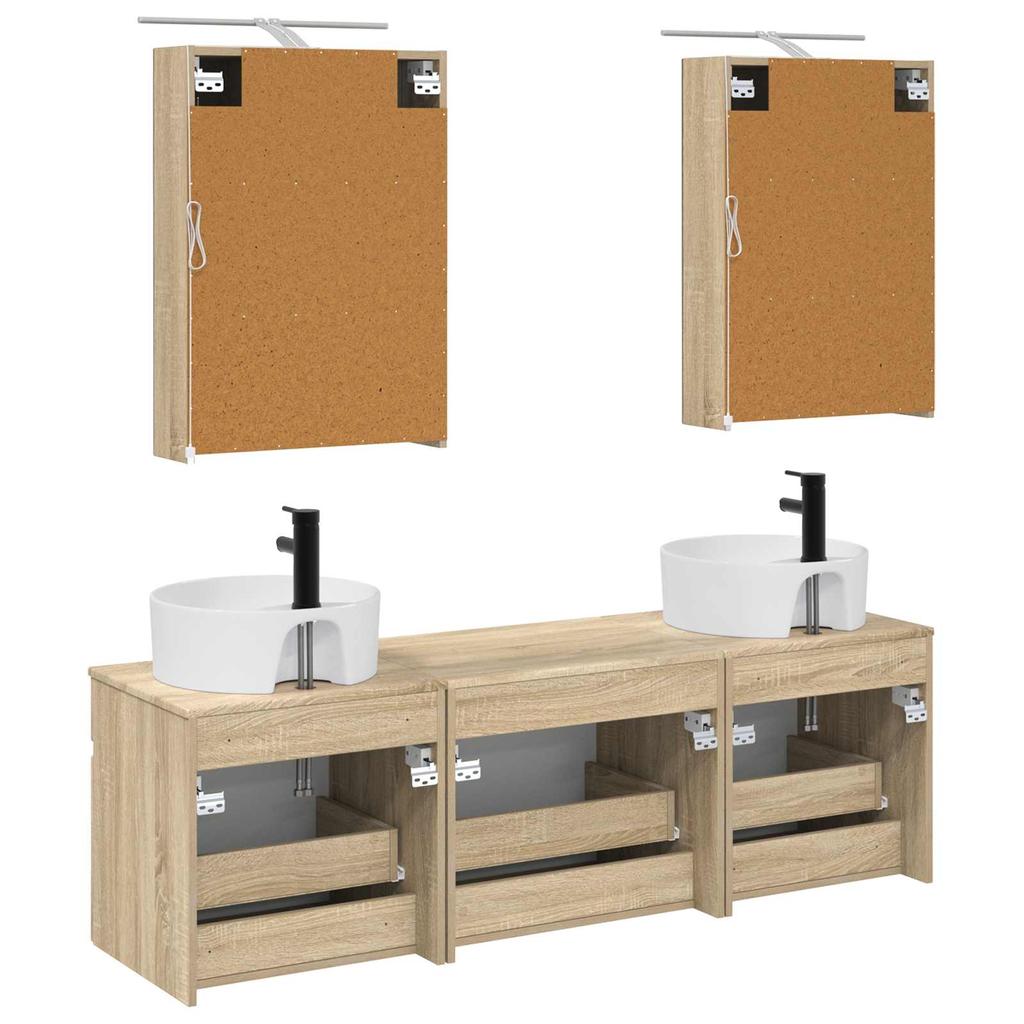 Bathroom Cabinet Set 5 Pcs Sonoma Oak 50 X 14.5 X 70 Cm