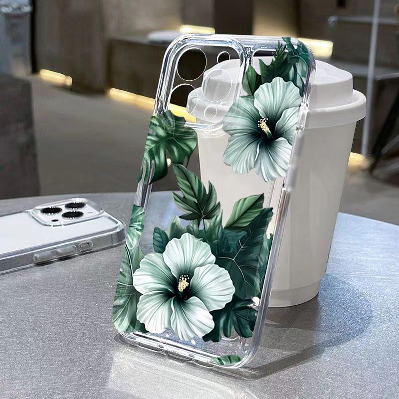 

Teal Floral Pattern Phone Case For Samsung Galaxy S26 Ultra S25 S24 FE S23 S22 S21 S20 Plus FE A71 A72 A73 Soft Clear Tpu Cover Galaxy S22 Ultra 5G