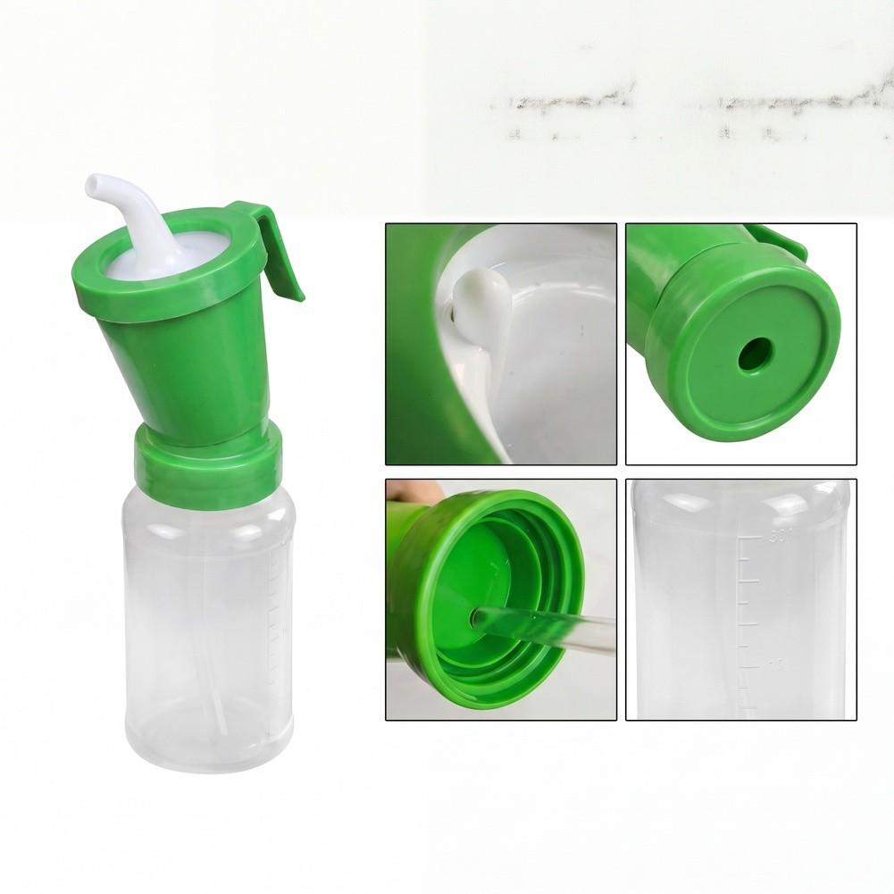 Farm Animal Medicine Bath Cup for Cattle Goats Non Backflow Nipple Design 2 Pack 7.2 x 21.5 cm Plastic Blue Green