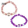 Durable Alloy Ribbon Wrist Jewelry Breast Cancer Awareness Bracelets, Charm Beads Elastic Beaded Bracelet for Women Bracelet, Encouragement