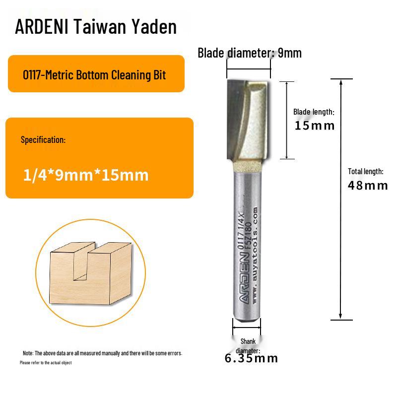 Yaden Metric Flat Bottom Woodworking Cutter: Slotting, Rebating, Milling, Trimming, Engraving, & Router.