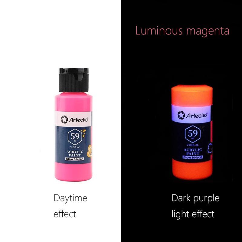 59ML Glow In Dark Acrylic Paint for Hand-Painted Wall Creative Diy Glass Clothes Shoes Luminous Fluorescent Epoxy Resin Pigment