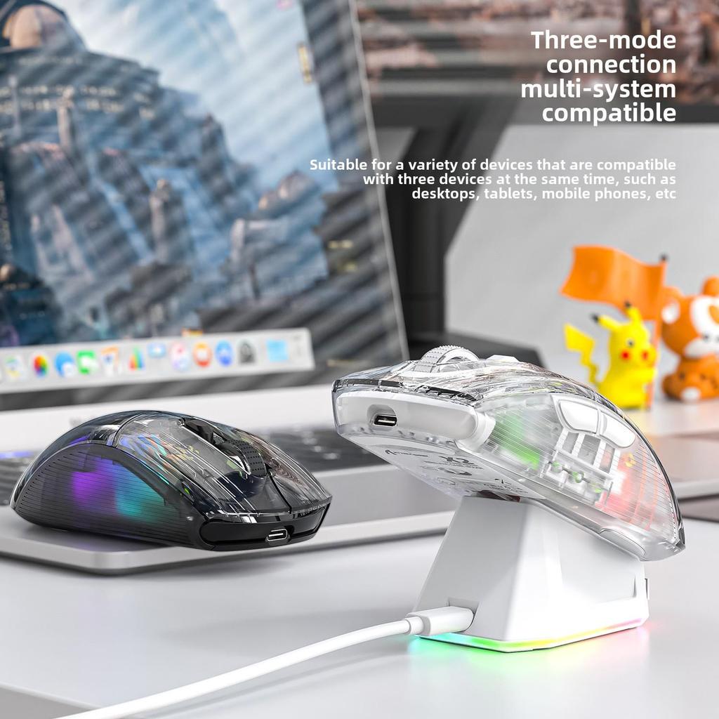 Attack Shark X2PRO RGB Luminous Wireless Bluetooth Transparent Gaming Mouse with Screen