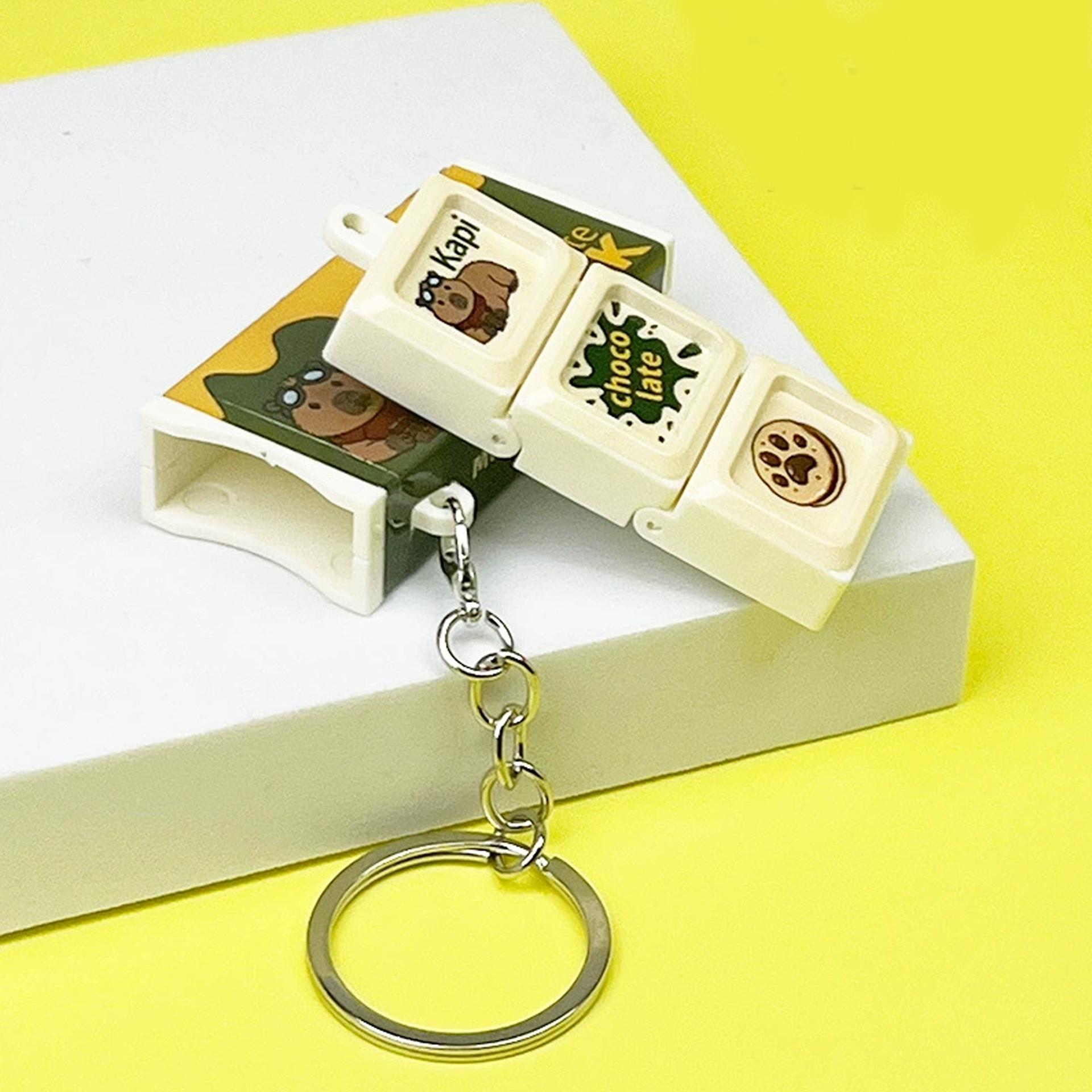 Schokoladenriegel Schlüsselanhänger Biegsam Klack Cartoon Stressabbau Fidget Sensorisches Spielzeug Tragbar Tasche Anhänger Dekompressionsspielzeug Geschenk