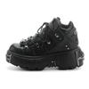 Buty New Rock Damskie Szpilki Buty Heavy Metal Gruba Podeszwa Wysokie Skórzane Buty Punkowe Gotyckie Ciemno Czarne Buty Motocyklowe