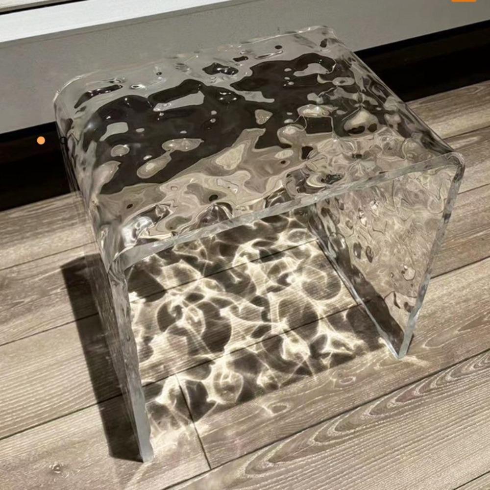 Water Ripple Acrylic Stool, Shoe Changing Stool, Footstool, Bathroom Stool, Makeup Stool, Leisure Seat Chair, Furniture