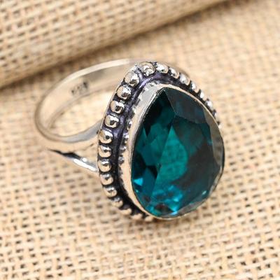 Anello in argento sterling 925 fatto a mano con pietra preziosa tormalina indicolite per donna
