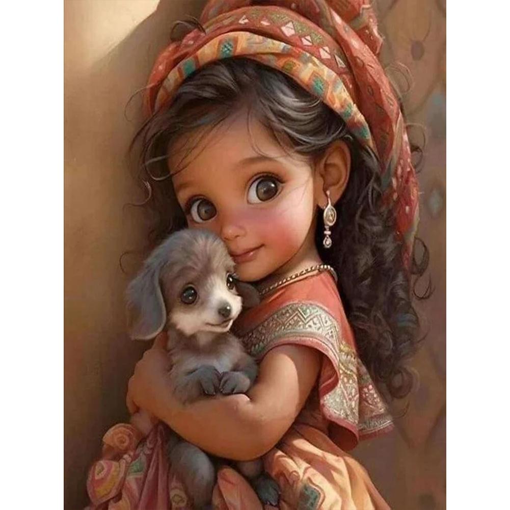 5D DIY Full Round Drill Diamond Painting Sweet Big Eyes Girl Kit Home Decoration Rhinestones Paintings
