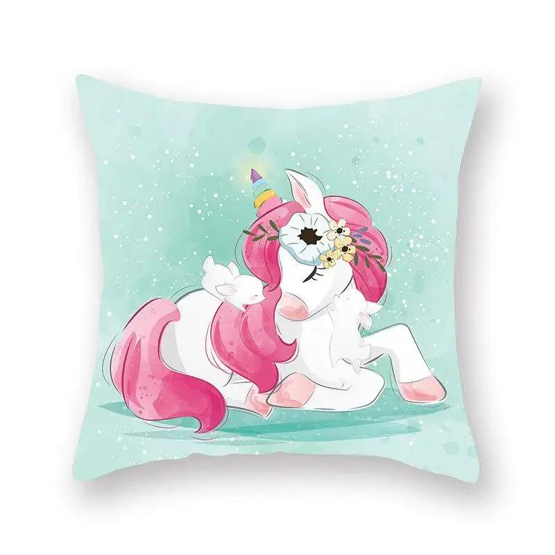 Einhorn-Print Kissenbezug Partydekoration Geburtstag Pfirsichhaut Kissenbezug