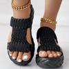 Women's Solid Color Braided Sandals, Slip On Soft Sole Platform Daily Shoes, Versatile Summer Comfy Slides Shoes