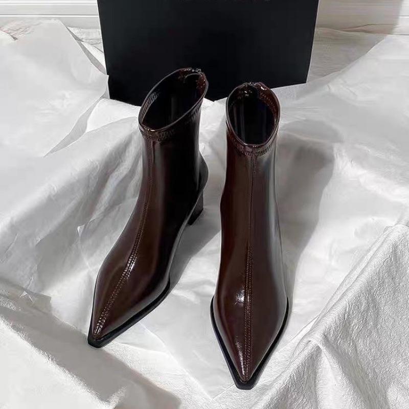 Chelsea Ankle Boots Basic High Heels Boots  Women Fashion Pointed Toe Shoes Women Band Non-Slip Comfortable Boots 222