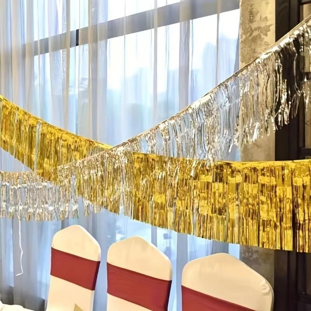 30*200cm Tassels Fringes Banner Shiny Rain Silk Curtain New Garland Curtain  For Wedding Birthday