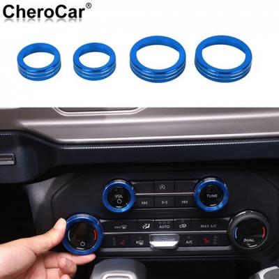 Air Condition Switch Knobs Cover Trim Ring Decor For Ford Bronco + Blue