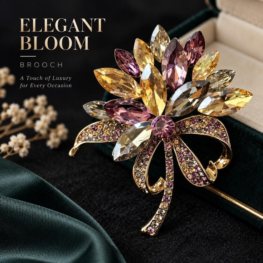 Sparkly Rhinestone Bouquet Brooches Elegant Crystal Brooch Pin Zircon Jewelry Accessory  Women