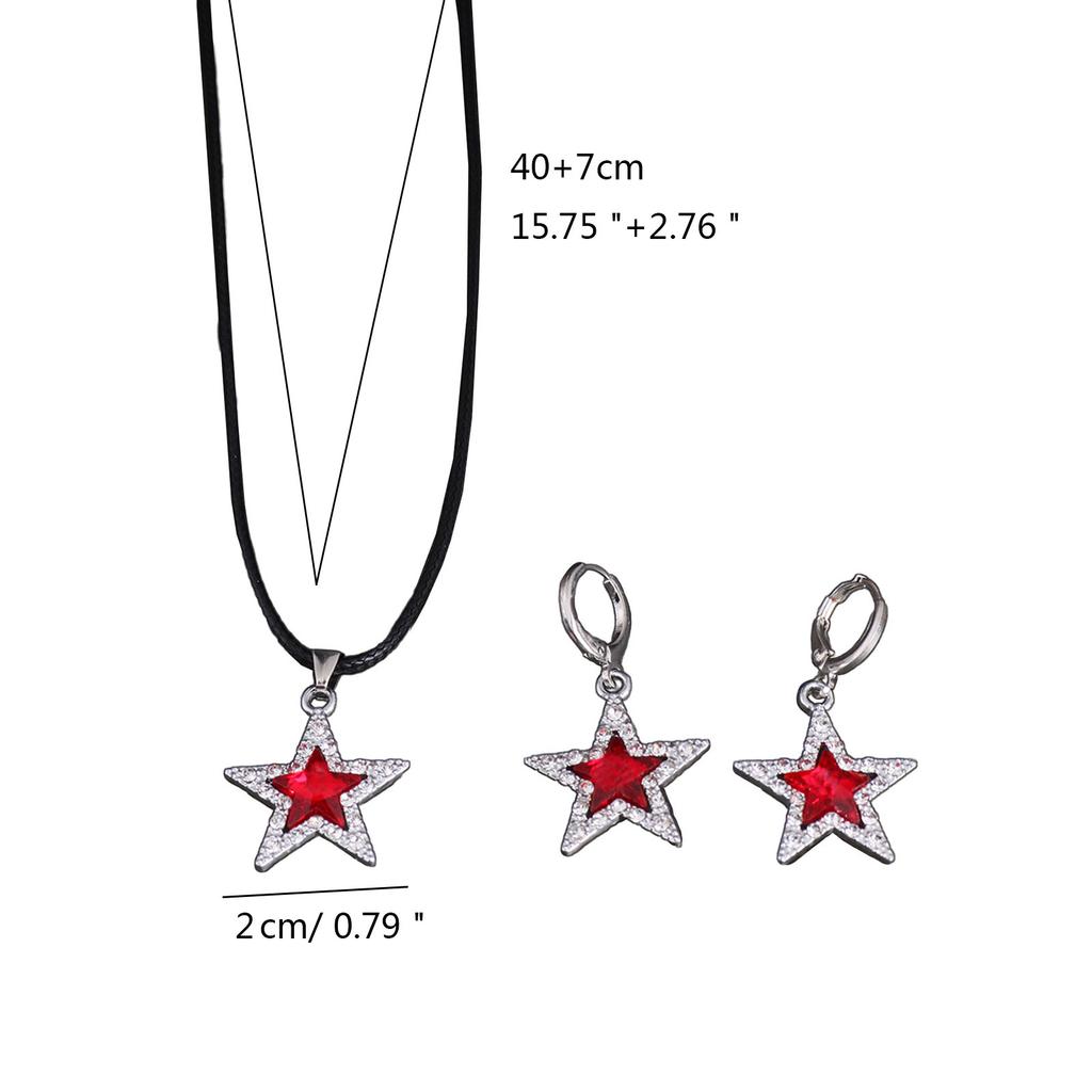 Edgy Gothic Star Pendant Choker Set Fashion Forward Necklace and Earrings with Star Pendant Jewelry for Trendsetters