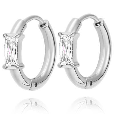 Cross-Border Stainless Steel Zircon-Inlaid Electroplated Hoop Earrings Women s European American Style Fashionable Light-Luxury