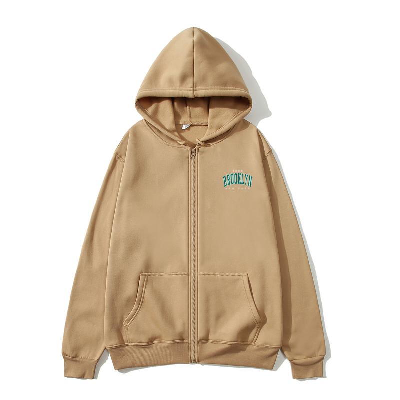 Brooklyn 1898 Zip Hoodie Oversized Hoodie Streetwear Damen Sweatshirt Damen Hoodie Tasche Langarm Brooklyn 1898 Zip Hoodie