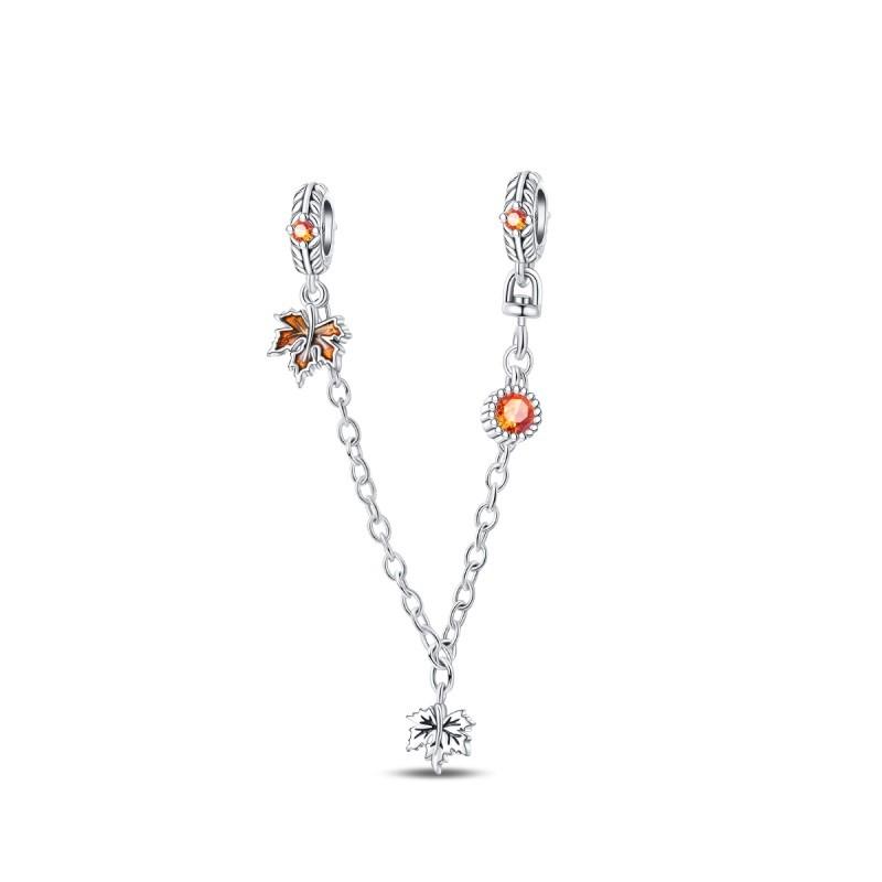 Copper Sun And Moon Plum Blossom Safety Chain Piece Bead Charms For 3Mm Original Bracelets Diy Jewelry Birthday Crafting